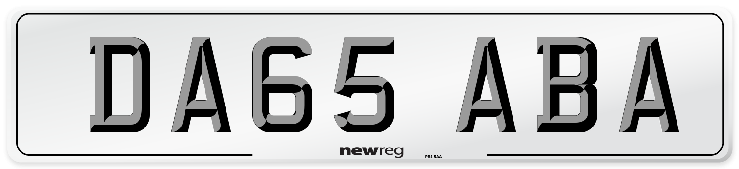 DA65 ABA Number Plate from New Reg